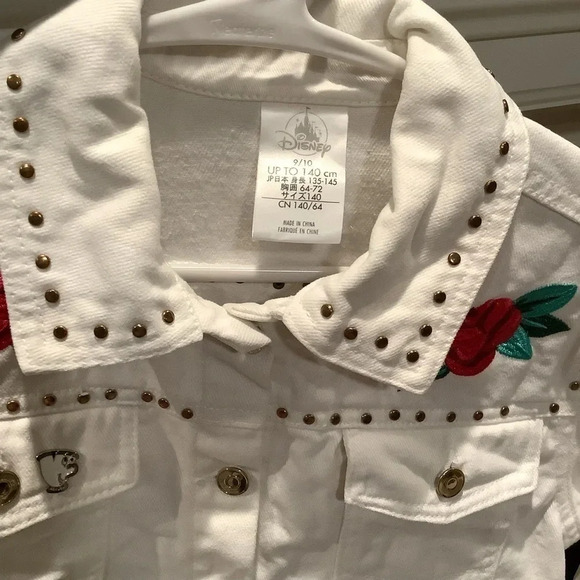 Disney White Jean Jacket with Red Floral Embroidery - Picture 4 of 8